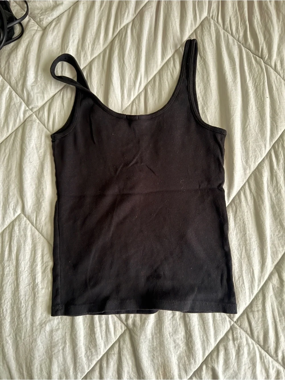 Brandy Melville Black Scoop Tank with Snap Placket